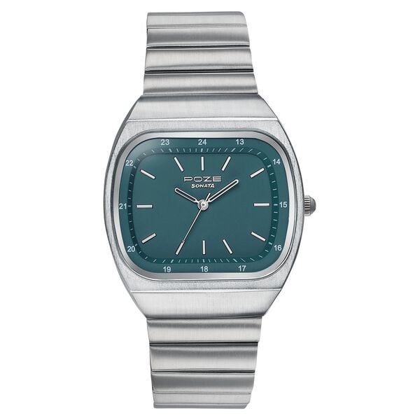 Poze Poze Quartz Analog Green Dial Silver Metal Strap Watch For Women - image number 1