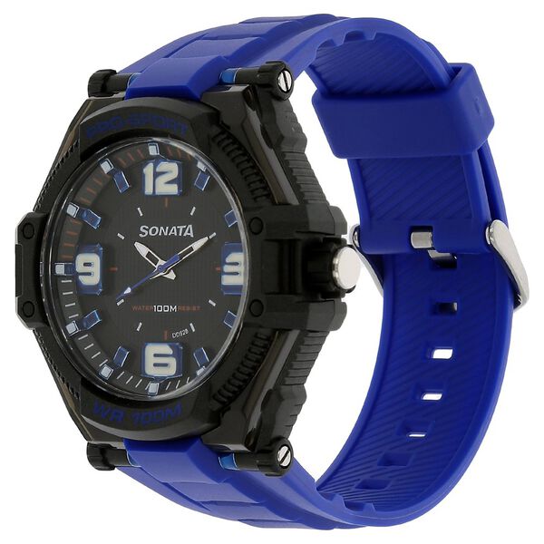 SF Quartz Analog Black Dial Plastic Strap Watch for Men - image number 1