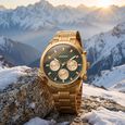 Sonata Summit Quartz Multifunction Green Dial Golden Metal Strap Watch For Men - image number 0