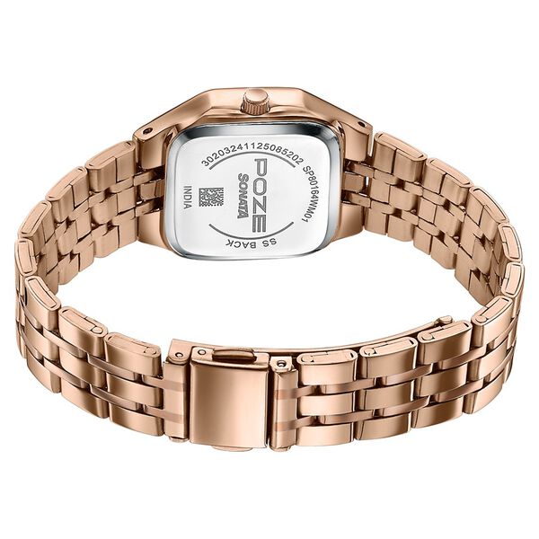 Poze By Sonata Quartz Analog Pink Dial Rose Gold Metal Strap Watch For Women - image number 6