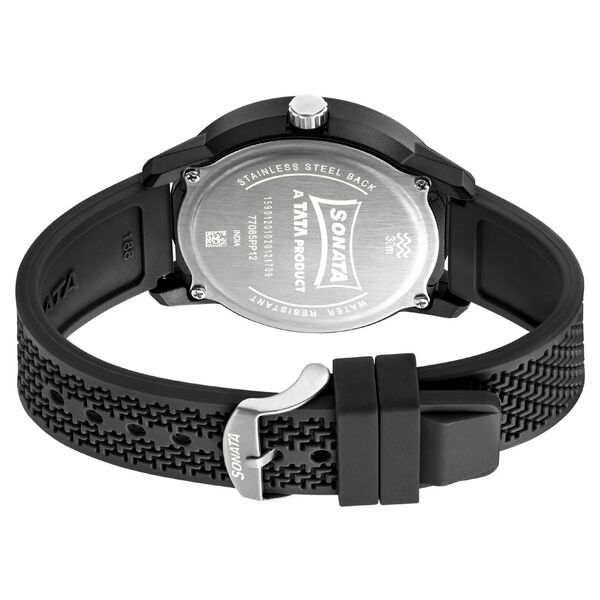 Sonata Quartz Analog Black Dial PU Strap Watch for Men - image number 3