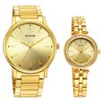 Sonata Quartz Analog Champagne Dial Stainless Steel Strap Watch for Couple - image number 0