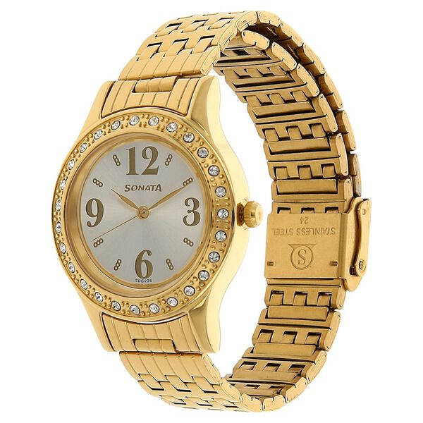 Sonata Quartz Analog Silver Dial Stainless Steel Strap Watch for Women - image number 1