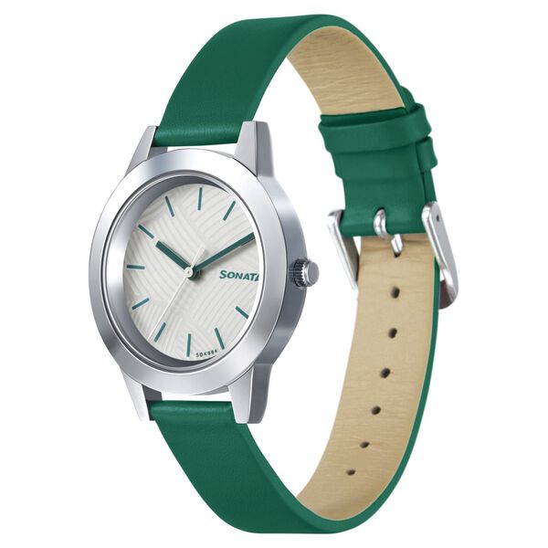Sonata Splash White Dial Women Watch With Leather Strap - image number 2