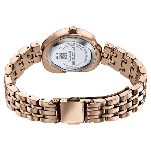Poze By Sonata Quartz Analog Silver Dial Rose Gold Metal Strap Watch For Women - image number 6