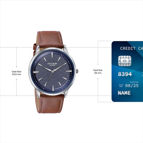 Sonata Poze Quartz Analog Blue Dial Leather Strap Watch For Men - image number 3