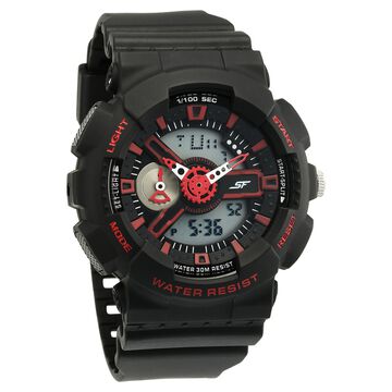 SF Dreamer Series Quartz Digital Analog Digital Black Round Round Shaped Dial Black Plastic Strap Watch For Men