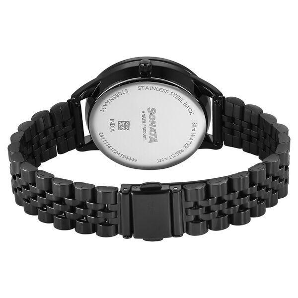 Sonata Eternia Quartz Multifunction Black Dial Metal Strap Watch For Women - image number 4