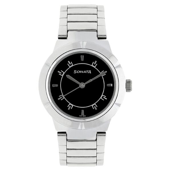 Sonata Quartz Analog Black Dial Metal Strap Watch for Women - image number 0