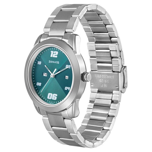 Sonata RPM Quartz Analog with Day and Date Green Dial Stainless Steel Strap Watch for Men - image number 1