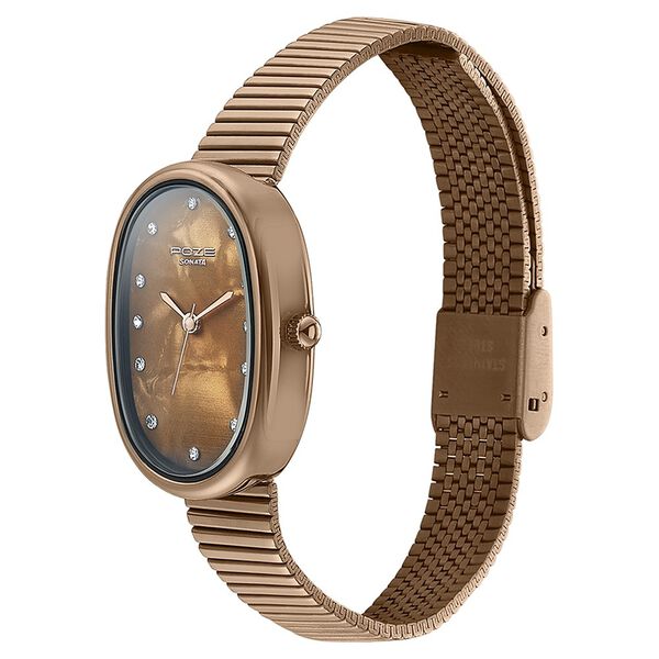 Sonata Poze Quartz Analog Brown Dial Metal Strap Watch for Women - image number 3