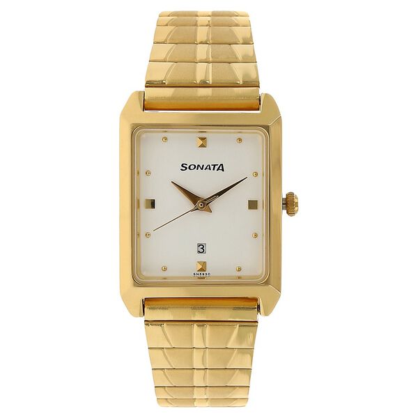 Sonata Quartz Analog White Dial Stainless Steel Strap Watch for Men - image number 0