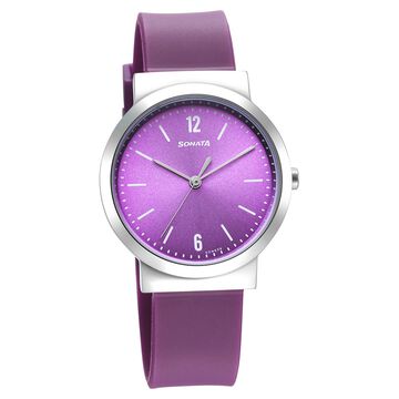 Sonata Essentials Purple Dial Polyurethane Strap Watch for Women