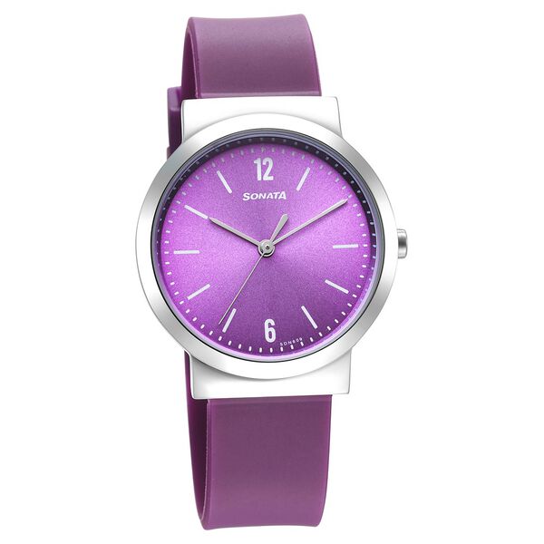 Sonata Essentials Purple Dial Polyurethane Strap Watch for Women - image number 0
