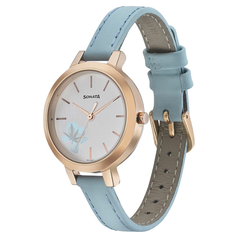 Sonata Blush It Up White Dial Women Watch With Leather Strap