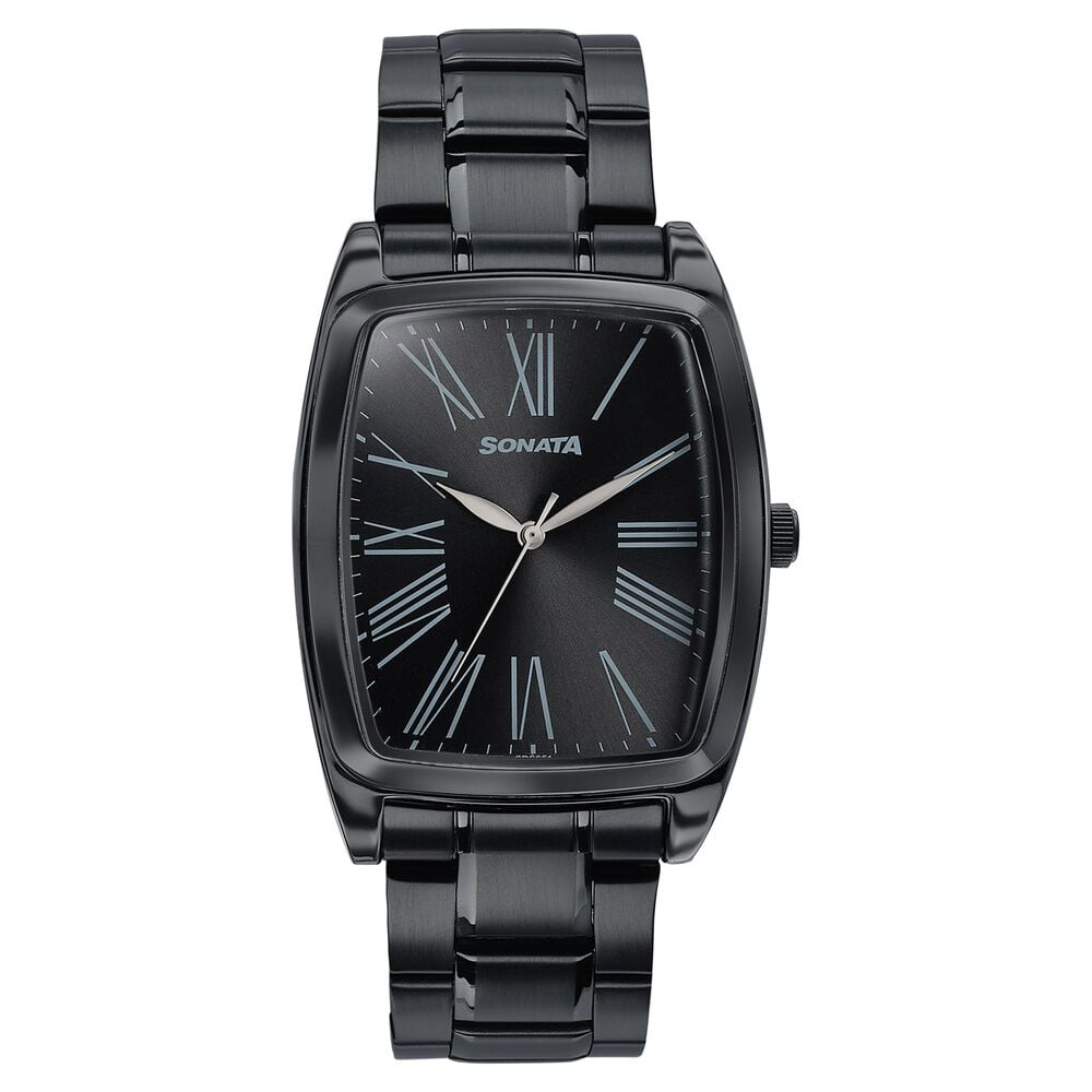 Sonata Ascent Black Tonneau Watch for Men-image-45