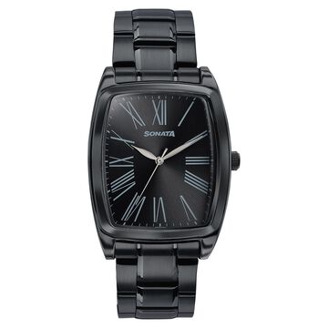 Sonata Ascent Black Tonneau Watch for Men