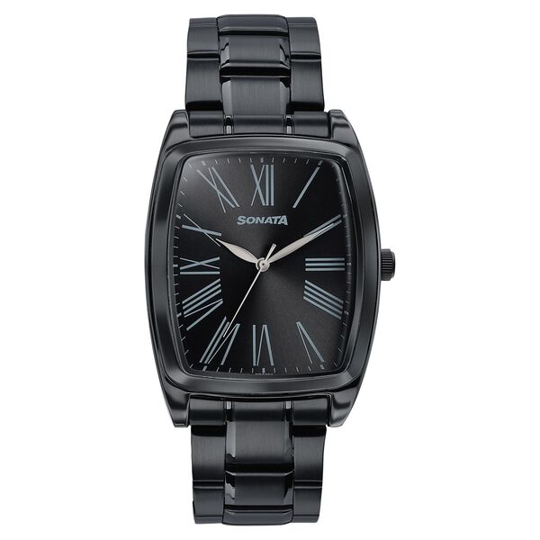 Sonata Ascent Black Tonneau Watch for Men - image number 0