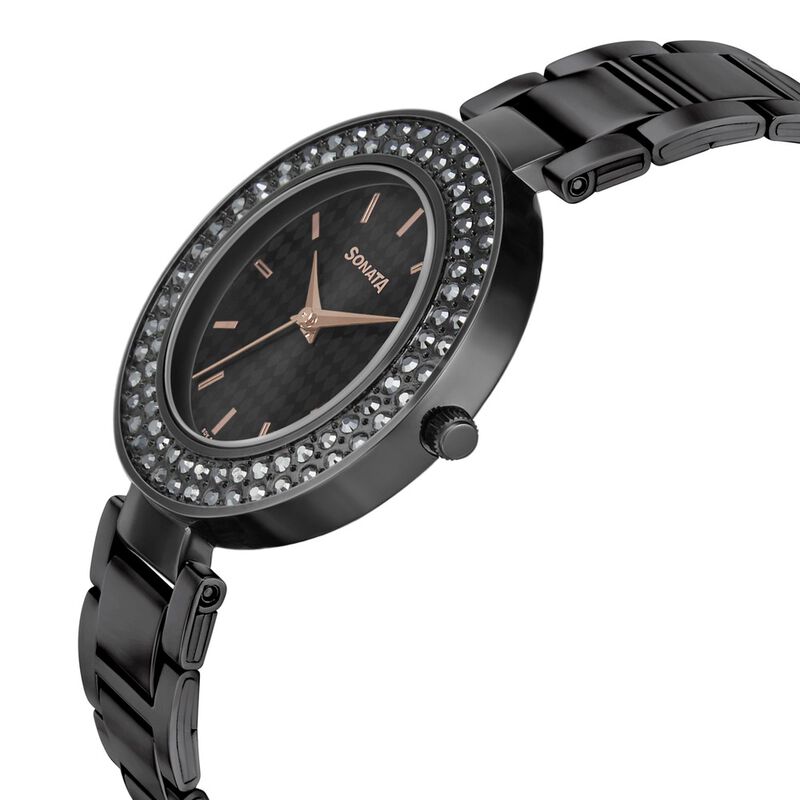Sonata Blush It Up Black Dial Women Watch With Stainless Steel Strap - image number 2