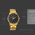 Sonata Traditional Essentials Quartz Analog Black Dial Golden Metal Strap Watch For Men - image number 3