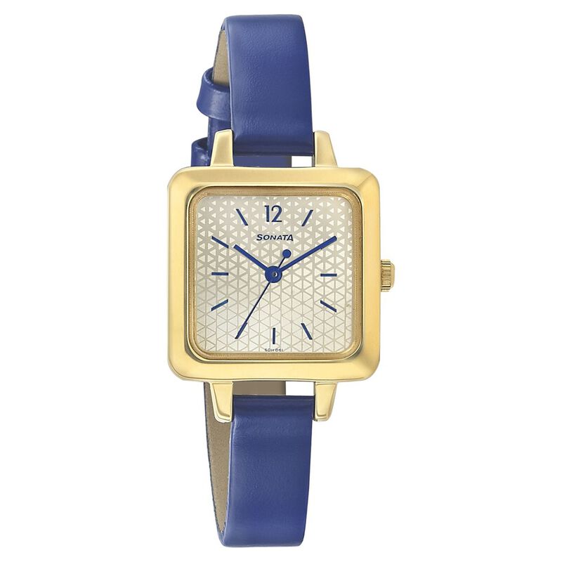 Sonata Splash Champagne Dial Women Watch With Leather Strap - image number 0