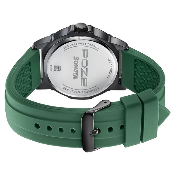 Sonata Poze Quartz Analog Green Dial Green Silicone Strap Watch For Men - image number 6