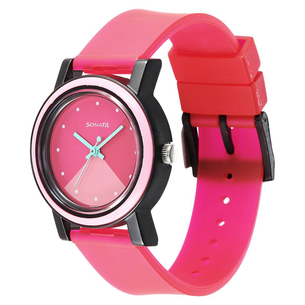 Sonata Splash Pink Dial Women Watch With Plastic Strap
