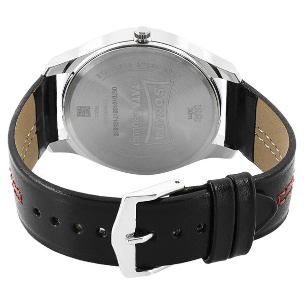 Sonata Nxt Quartz Analog with Day and Date Black Dial Leather Strap Watch for Men - image number 3