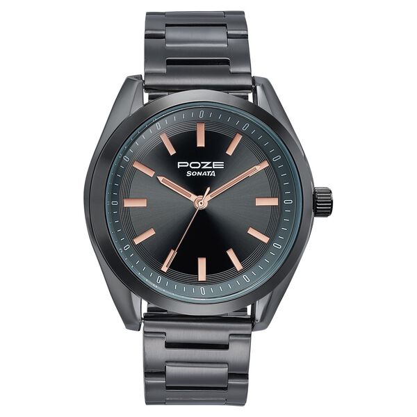 Sonata Poze Quartz Analog Grey Dial Metal Strap Watch For Men - image number 1