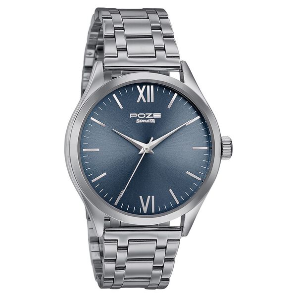 Sonata Poze Quartz Analog Blue Dial Metal Strap Watch for Men - image number 2