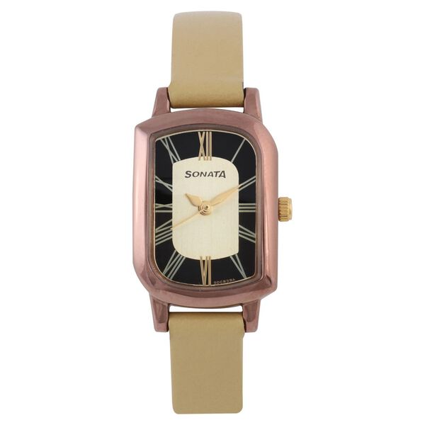 Sonata Quartz Analog Pink Dial Leather Strap Watch for Women - image number 0