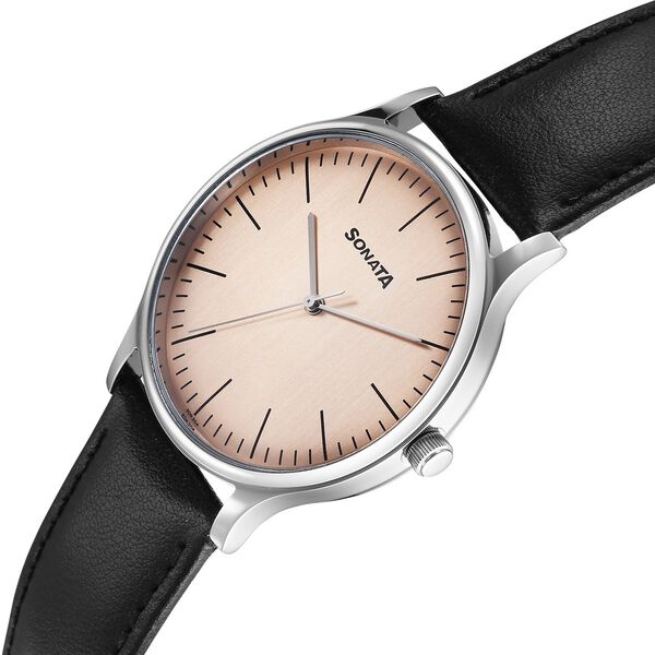 Sonata Aspire Quartz Analog Off White Dial Leather Strap Watch For Men - image number 1