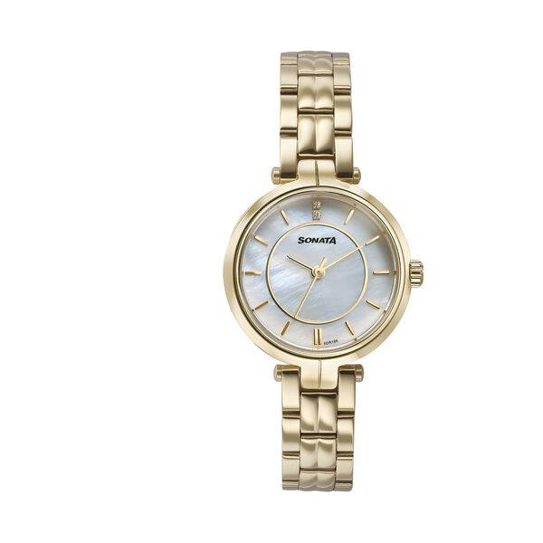 Sonata Wedding Quartz Analog Off White Dial Stainless Steel Strap Watch For Women - image number 0