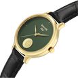 Sonata Gold Quartz Analog Sacred Forest Green With Gold Coin Dial Black Leather Strap Watch For Women - image number 4