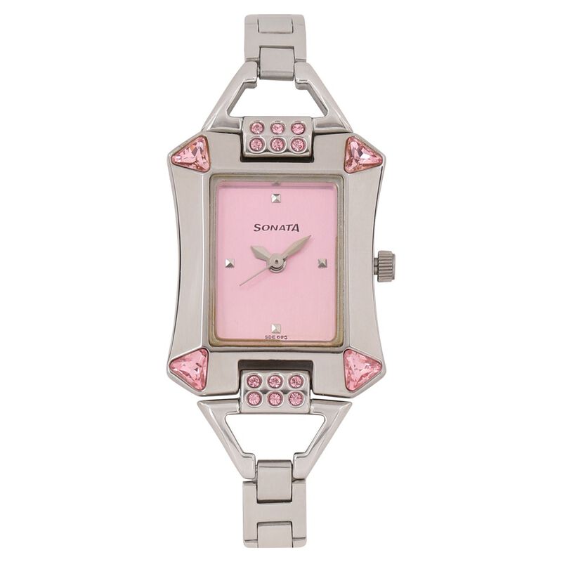 Sonata Quartz Analog Pink Dial Stainless Steel Strap Watch for Women - image number 0