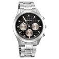 Sonata Summit Quartz Multifunction Black Dial Silver Metal Strap Watch For Men - image number 1