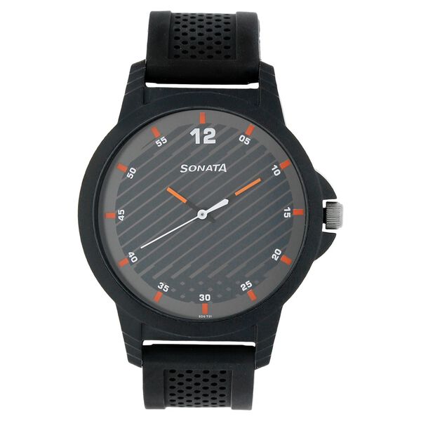 Sonata Quartz Analog Black Dial Plastic Strap Watch for Men - image number 0