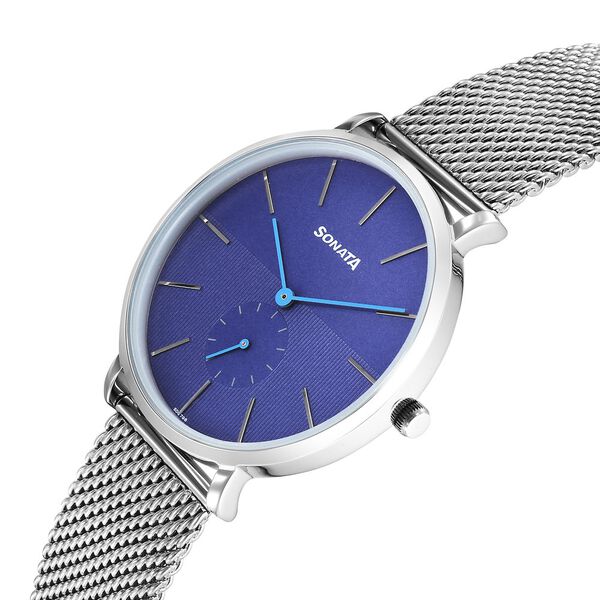 Sonata Ascent Quartz Analog Blue Dial Stainless Steel Strap Watch For Men - image number 1