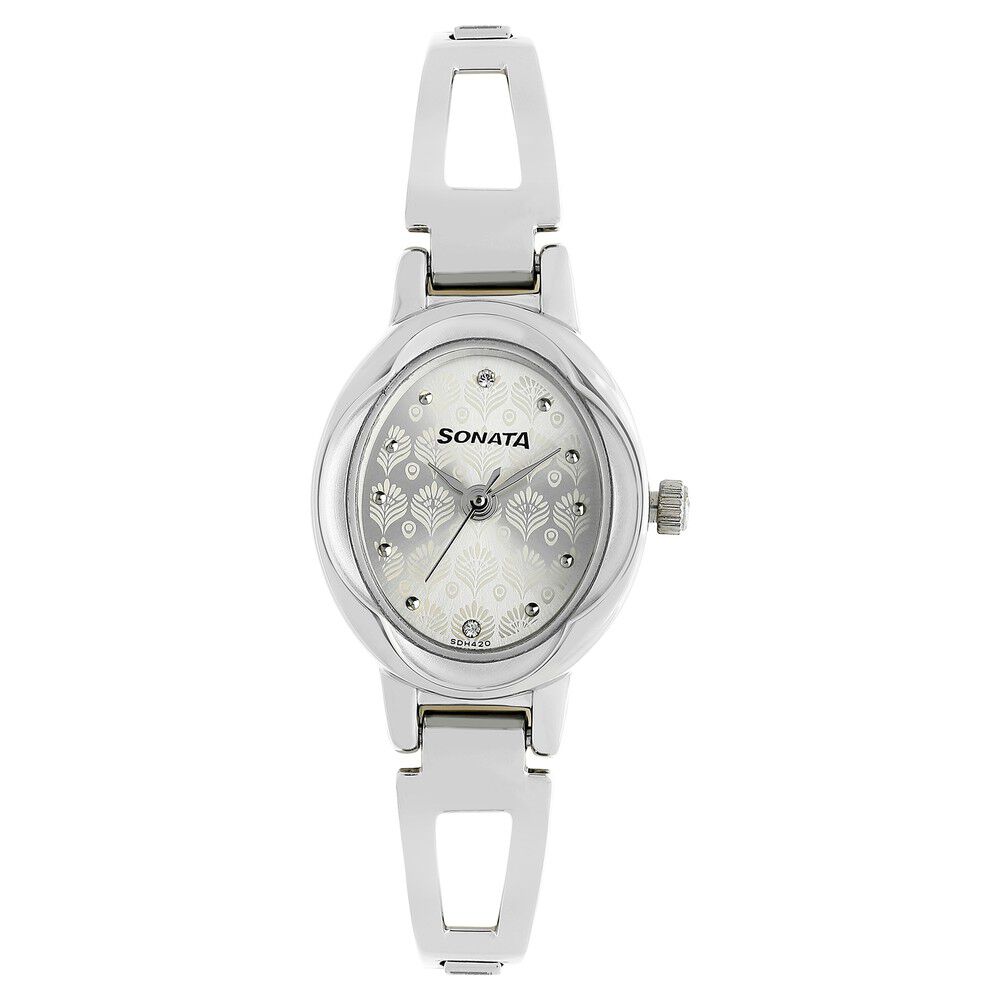 Buy Online Sonata Pankh Champagne Dial Women Watch With Stainless Steel Strap ns8085ym05 Sonata