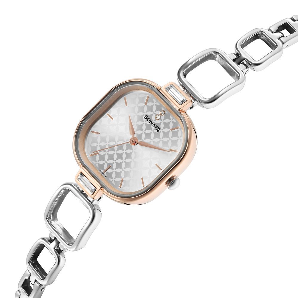Buy Online Sonata Wedding Quartz Analog Silver Dial Metal Strap Watch for Women 8186km02 Sonata