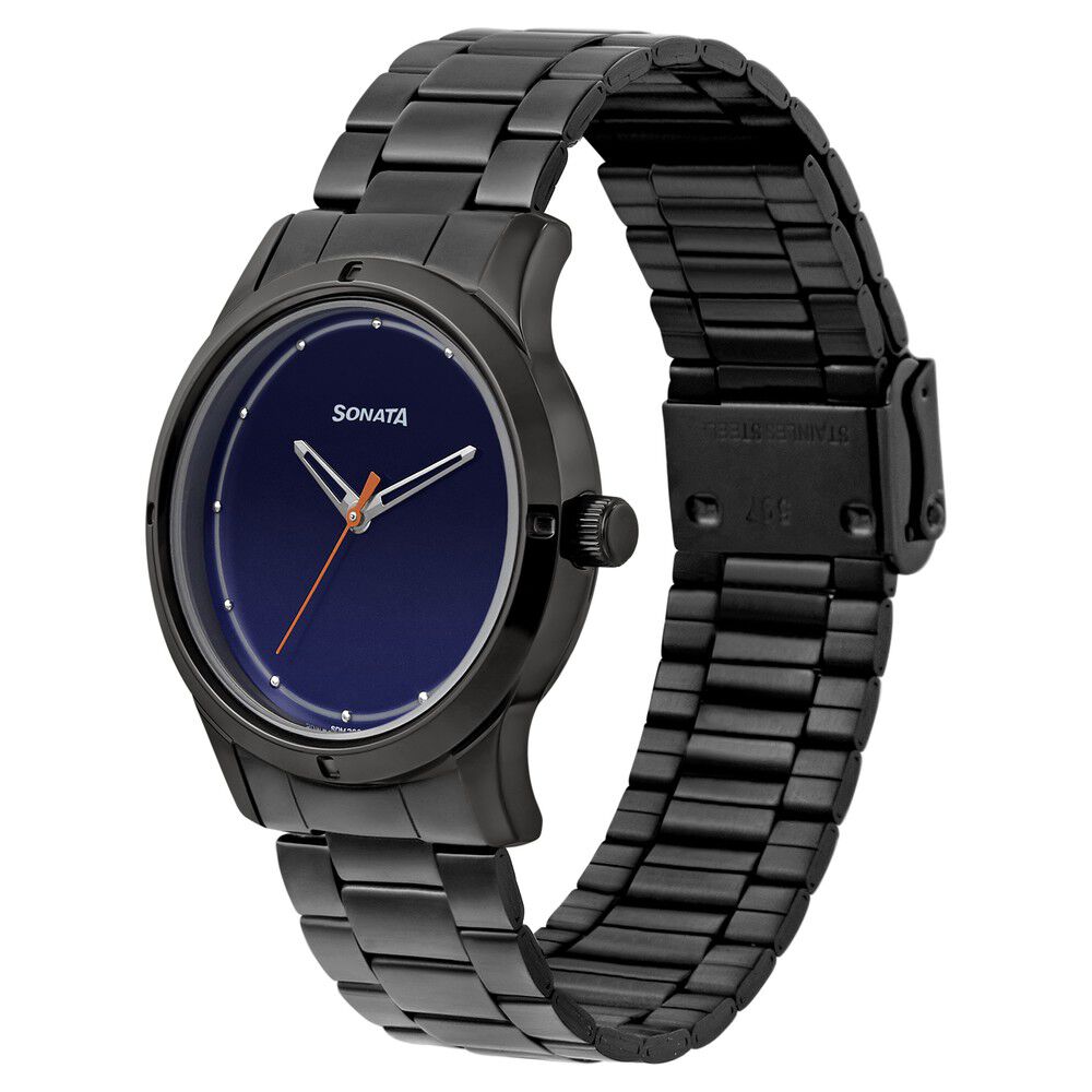 Sonata Women of Steel Blue Dial Stainless Steel Strap Watch for Women
