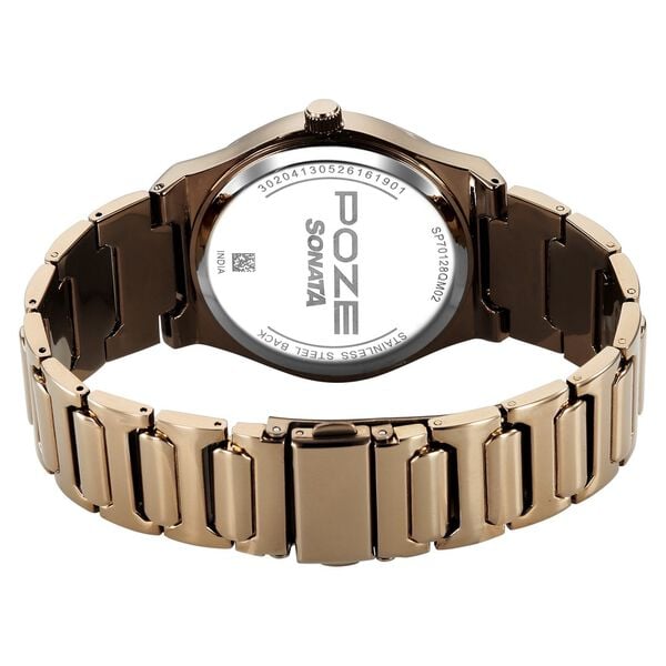 Poze By Sonata Quartz Analog Green Dial Green Metal Strap Watch For Men - image number 6