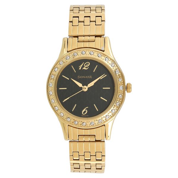Sonata Stardust Black Dial Women Watch With Stainless Steel Strap - image number 0