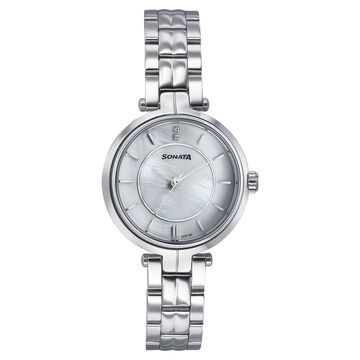 Sonata Wedding Quartz Analog Off White Dial Stainless Steel Strap Watch For Women