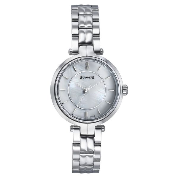 Sonata Wedding Quartz Analog Off White Dial Stainless Steel Strap Watch For Women - image number 0