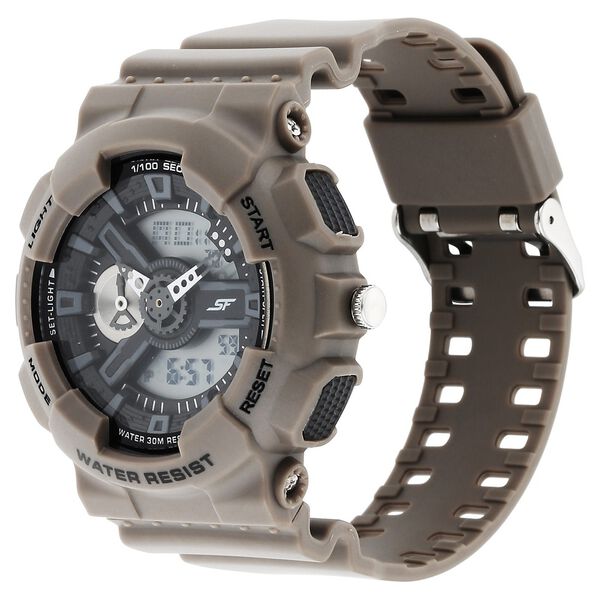 SF Dreamer Series Quartz Digital Analog Digital Black Dial Brown Plastic Strap Watch For Men - image number 1