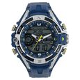 SF Chrome Quartz Analog Digital Dial PU Strap Watch for Men