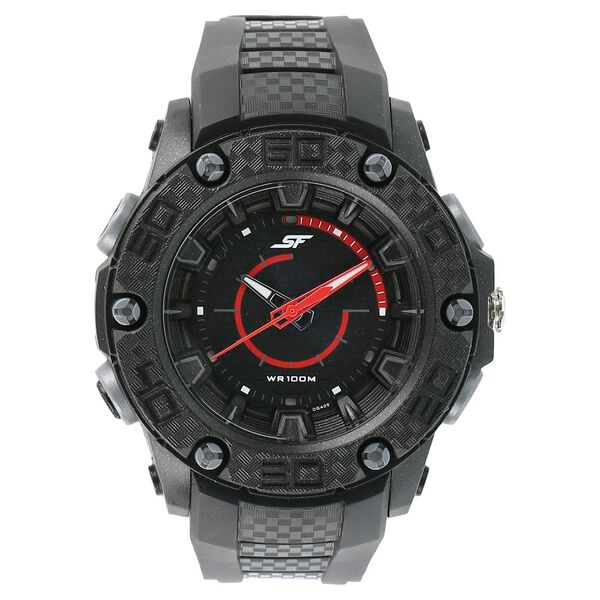 SF Quartz Analog Black Dial Plastic Strap Watch for Men - image number 0