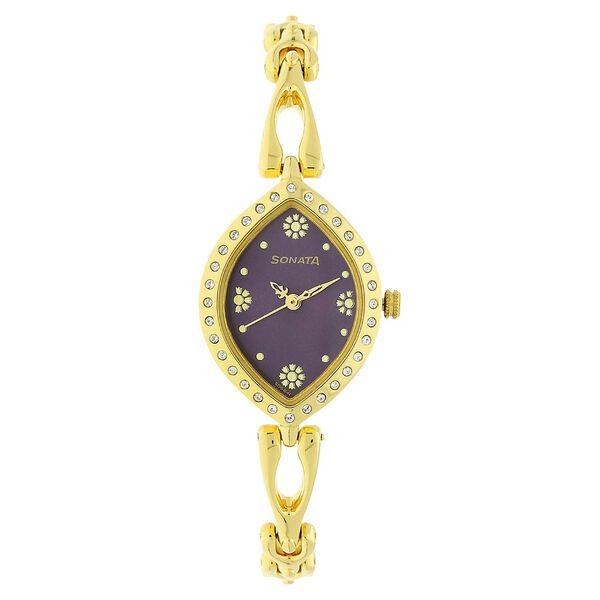 Sonata Wedding Purple Dial Women Watch With Metal Strap - image number 0