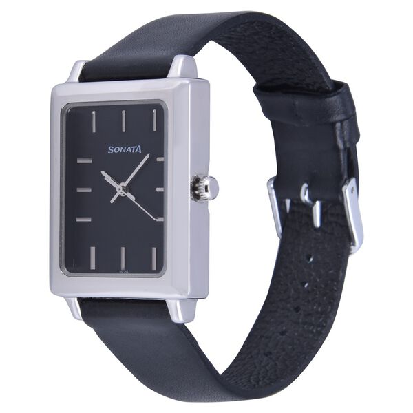 Sonata Quartz Analog Black Dial Leather Strap Watch for Men - image number 1